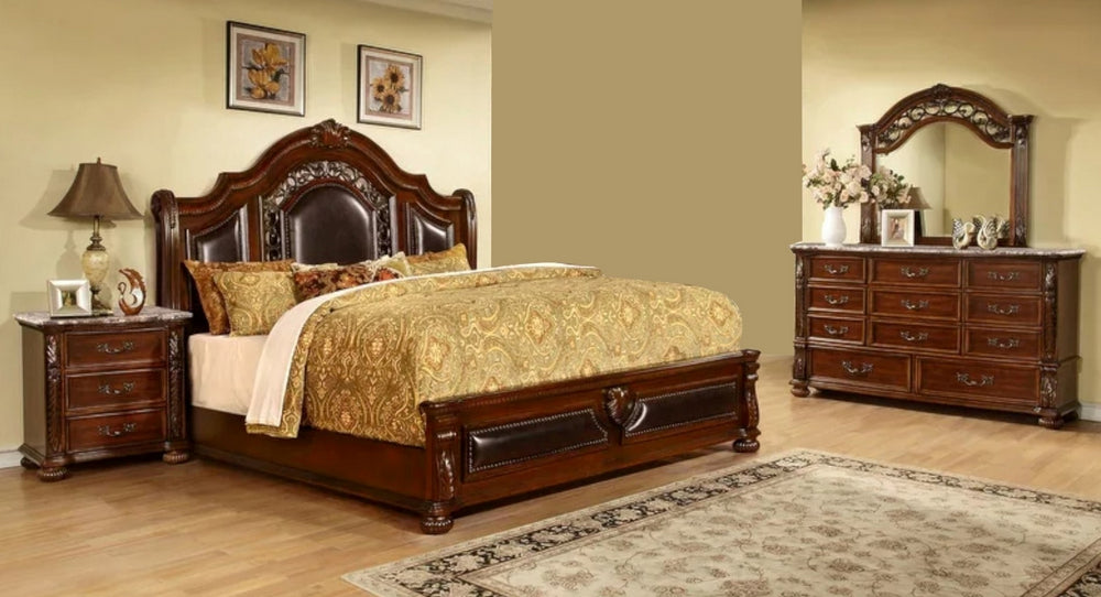 Devi 5-Pc Cherry Wood Cal King Bedroom Set