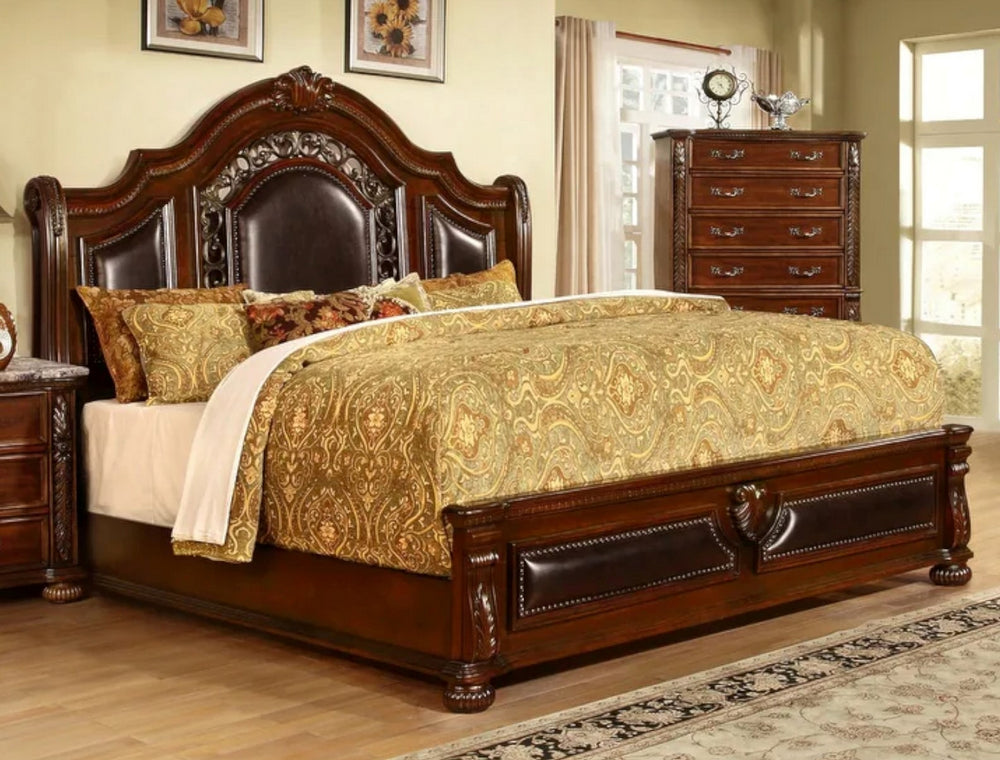 Devi Cherry Wood Queen Bed