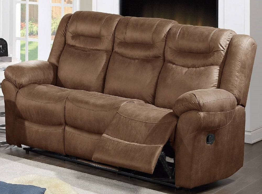 Dina Dark Brown Breathable Leatherette Manual Recliner Sofa