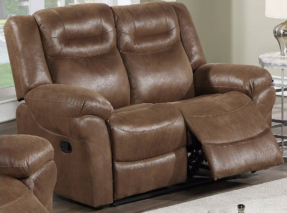 Dina Dark Brown Leatherette Manual Recliner Loveseat