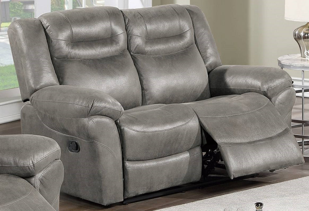 Dina Slate Gray Leatherette Manual Recliner Loveseat