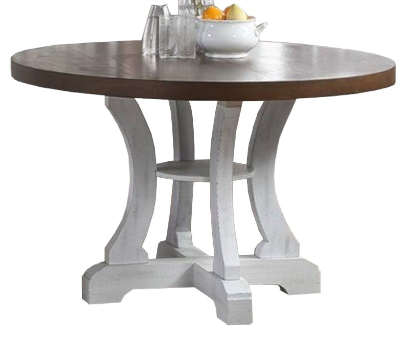 Dione Brown/White Wood Round Dining Table