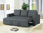 Dionisia Blue Grey Linen-Like Fabric Convertible Sofa