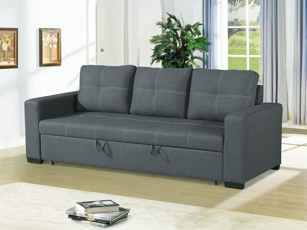 Dionisia Blue Grey Linen-Like Fabric Convertible Sofa