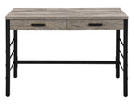 Disho Light Weathered Oak Wood/Black 2-Drawer Office Desk