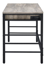 Disho Light Weathered Oak Wood/Black 2-Drawer Office Desk