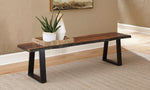 Ditman Grey Sheesham Wood/Matte Black Metal Dining Bench