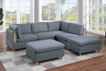 Divya Steel Fabric Modular Sectional with Ottomans