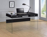 Dobrev Contemporary Black High Gloss Wood Office Desk