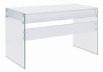 Dobrev Contemporary White High Gloss Wood Office Desk