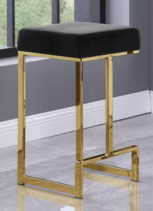 Dollie 2 Black Faux Leather/Gold Metal Counter Height Stools