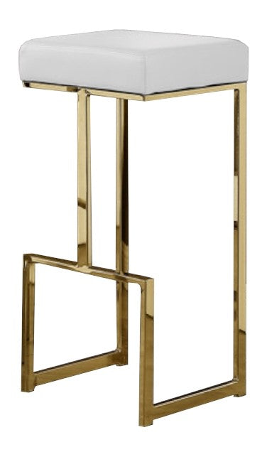 Dollie 2 White Faux Leather/Gold Metal Bar Stools