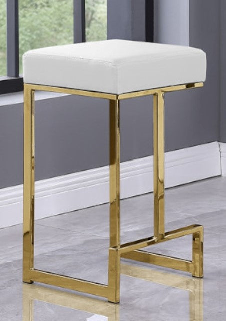 Dollie 2 White Faux Leather/Gold Metal Counter Height Stools
