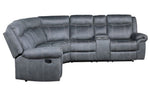 Dollum 3-Pc Two-Tone Gray Velvet Manual Recliner Sectional