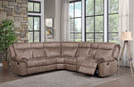 Dollum 3Pc Two-Tone Chocolate Velvet Manual Recliner Sectional