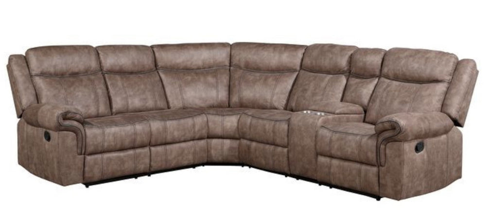 Dollum 3Pc Two-Tone Chocolate Velvet Manual Recliner Sectional