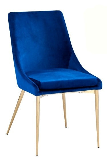 Dolores 2 Blue Velvet/Metal Side Chairs
