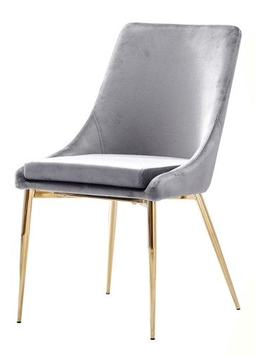 Dolores 2 Grey Velvet/Metal Side Chairs