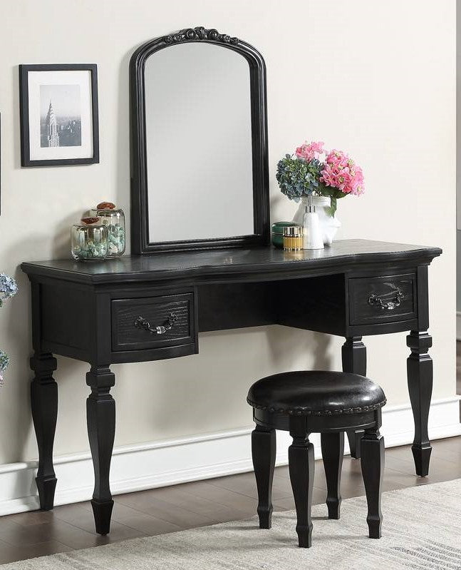 Dominika 3-Pc Black Wood Vanity Set