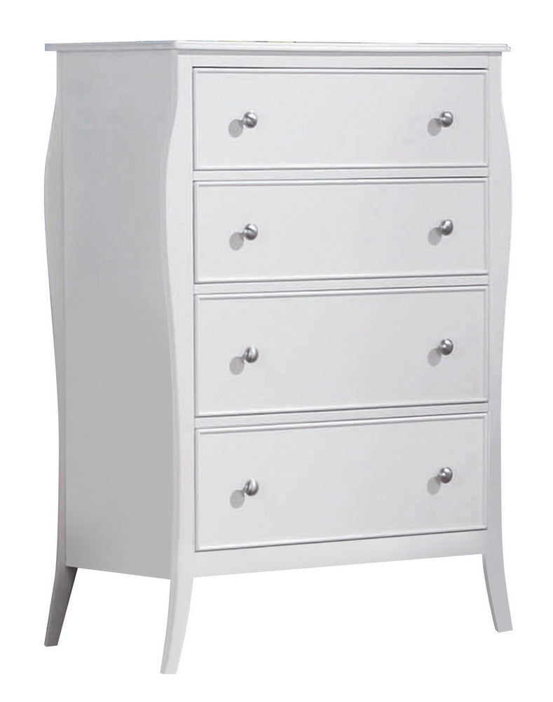 Dominique White Wood 4-Drawer Chest