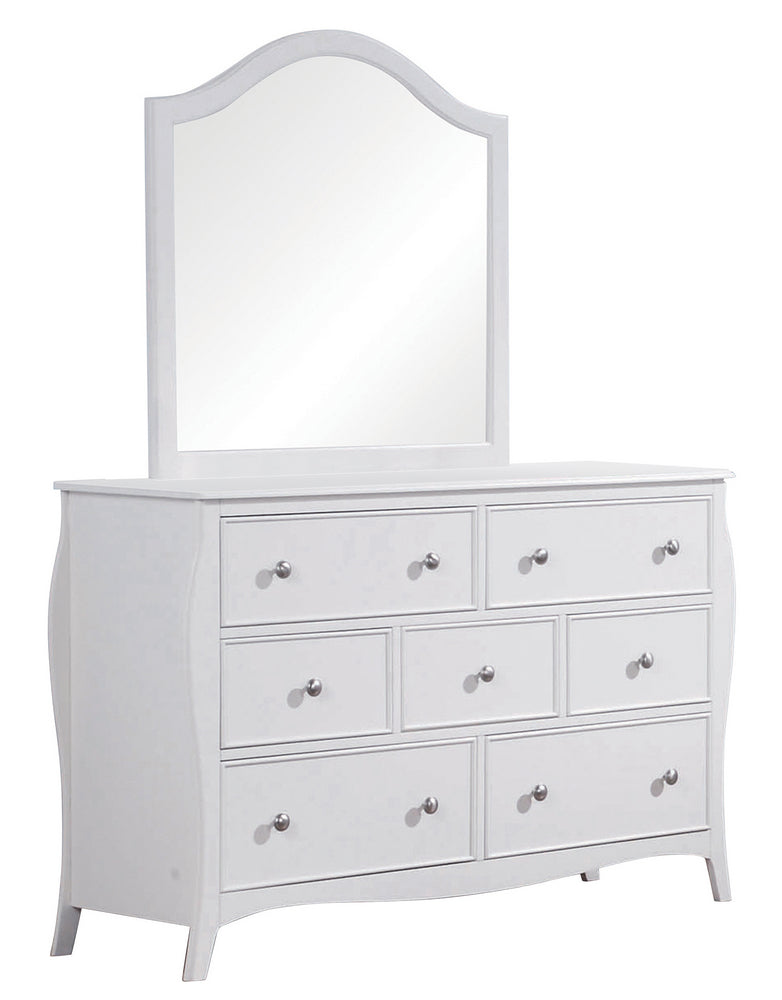 Dominique White Wood 7-Drawer Dresser with Mirror
