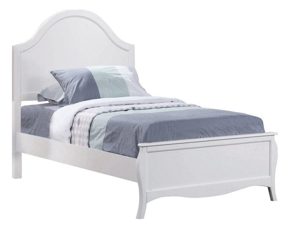Dominique White Wood Twin Panel Bed