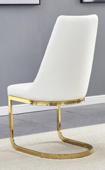 Dora 2 White Faux Leather/Gold Side Chairs