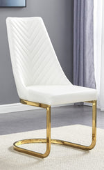 Dora 2 White Faux Leather/Gold Side Chairs