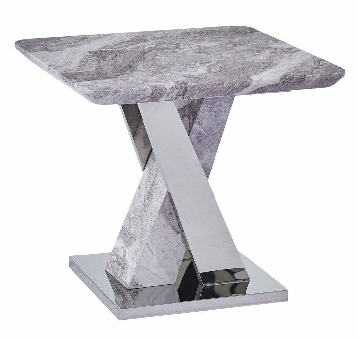 Dora 3-Pc White Faux Marble/Metal Table Set