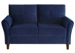 Dunleith 2-Pc Blue Velvet Fabric Sofa Set