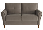 Dunleith Brown Velvet Fabric Loveseat with Flared Arms