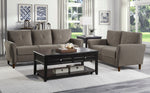 Dunleith Brown Velvet Fabric Loveseat with Flared Arms