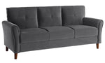 Dunleith Gray Velvet Fabric Sofa with Flared Arms