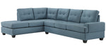 Dunstan 2-Pc Blue Textured Fabric Reversible Sectional