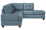 Dunstan 2-Pc Blue Textured Fabric Reversible Sectional