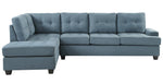 Dunstan 2-Pc Blue Textured Fabric Reversible Sectional