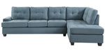 Dunstan 2-Pc Blue Textured Fabric Reversible Sectional