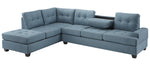 Dunstan 2-Pc Blue Textured Fabric Reversible Sectional