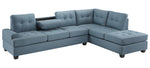 Dunstan 2-Pc Blue Textured Fabric Reversible Sectional