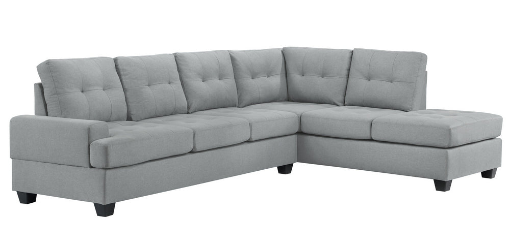 Dunstan 2-Pc Gray Fabric Reversible Sectional Sofa