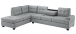 Dunstan 2-Pc Gray Fabric Reversible Sectional Sofa