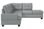 Dunstan 2-Pc Gray Fabric Reversible Sectional Sofa