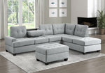 Dunstan 2-Pc Gray Fabric Reversible Sectional Sofa