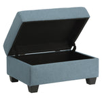 Dunstan Blue Textured Fabric Ottoman with Storage