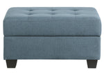 Dunstan Blue Textured Fabric Ottoman with Storage