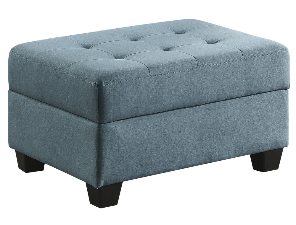 Dunstan Blue Textured Fabric Ottoman with Storage