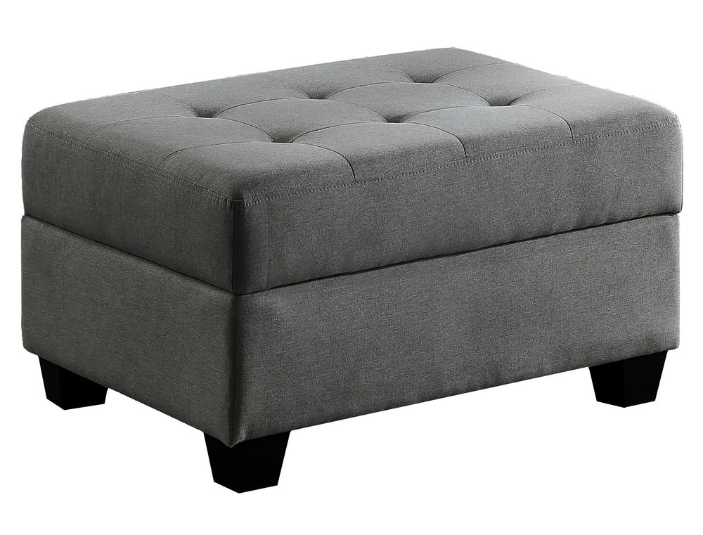 Dunstan Dark Gray Textured Fabric Ottoman with Storage