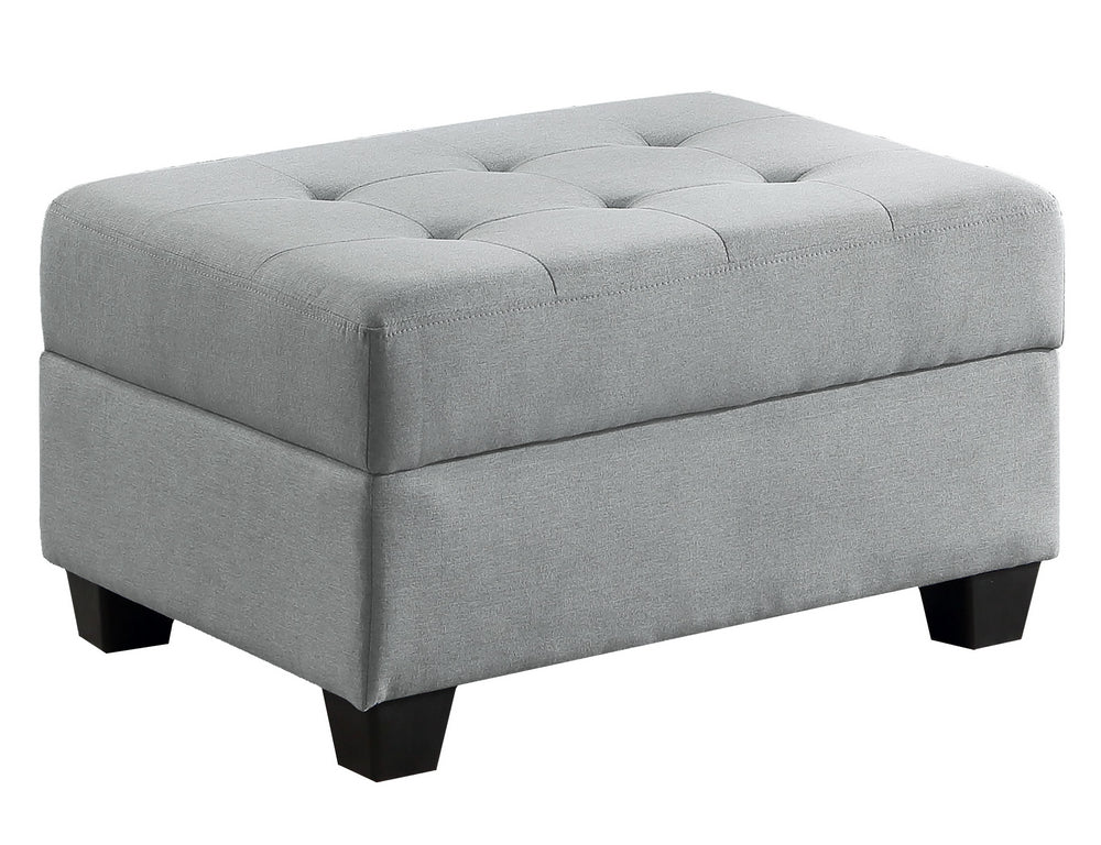 Dunstan Gray Textured Fabric Ottoman with Storage