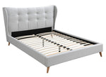 Duran Light Gray Fabric Button Tufted Queen Bed