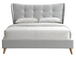 Duran Light Gray Fabric Button Tufted Queen Bed